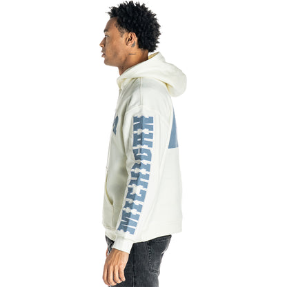 Michigan Wolverines White Fleece with Denim Hoodie
