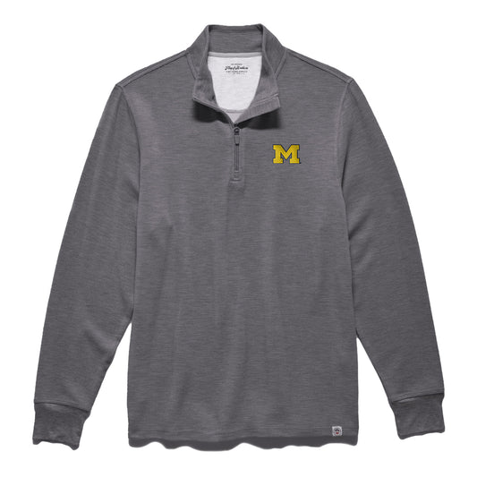 Michigan Wolverines Flag & Anthem Grey Waffle 1/4 Zip