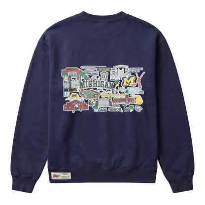 Michigan Wolverines Navy Heritage Crewneck