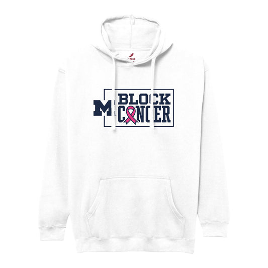 Michigan Wolverines White Block Cancer Hoodie