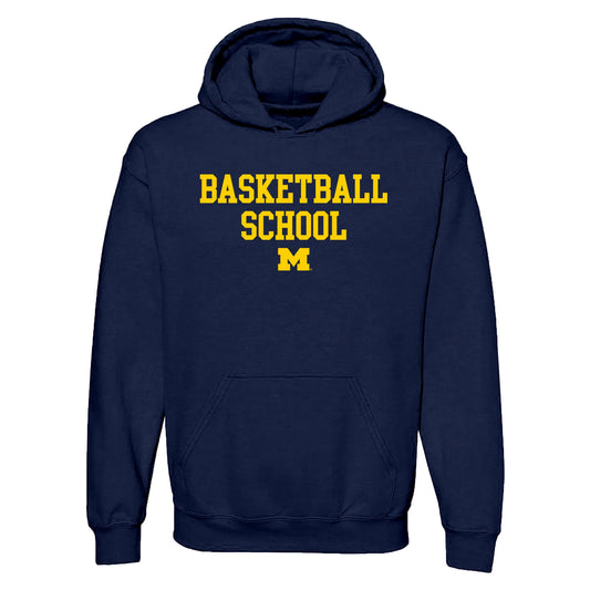 Michigan Wolverines "Basketball School" Navy Hoodie - Front View