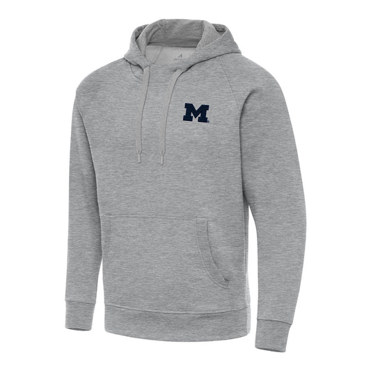 Michigan Wolverines Antigua Victory Gray Hooded Sweatshirt In Grey - Font View