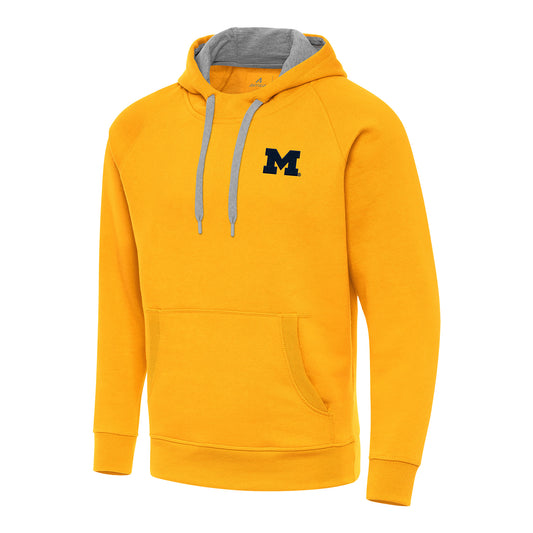 Michigan Wolverines Antigua Victory Maize Hooded Sweatshirt In Yellow - Front View