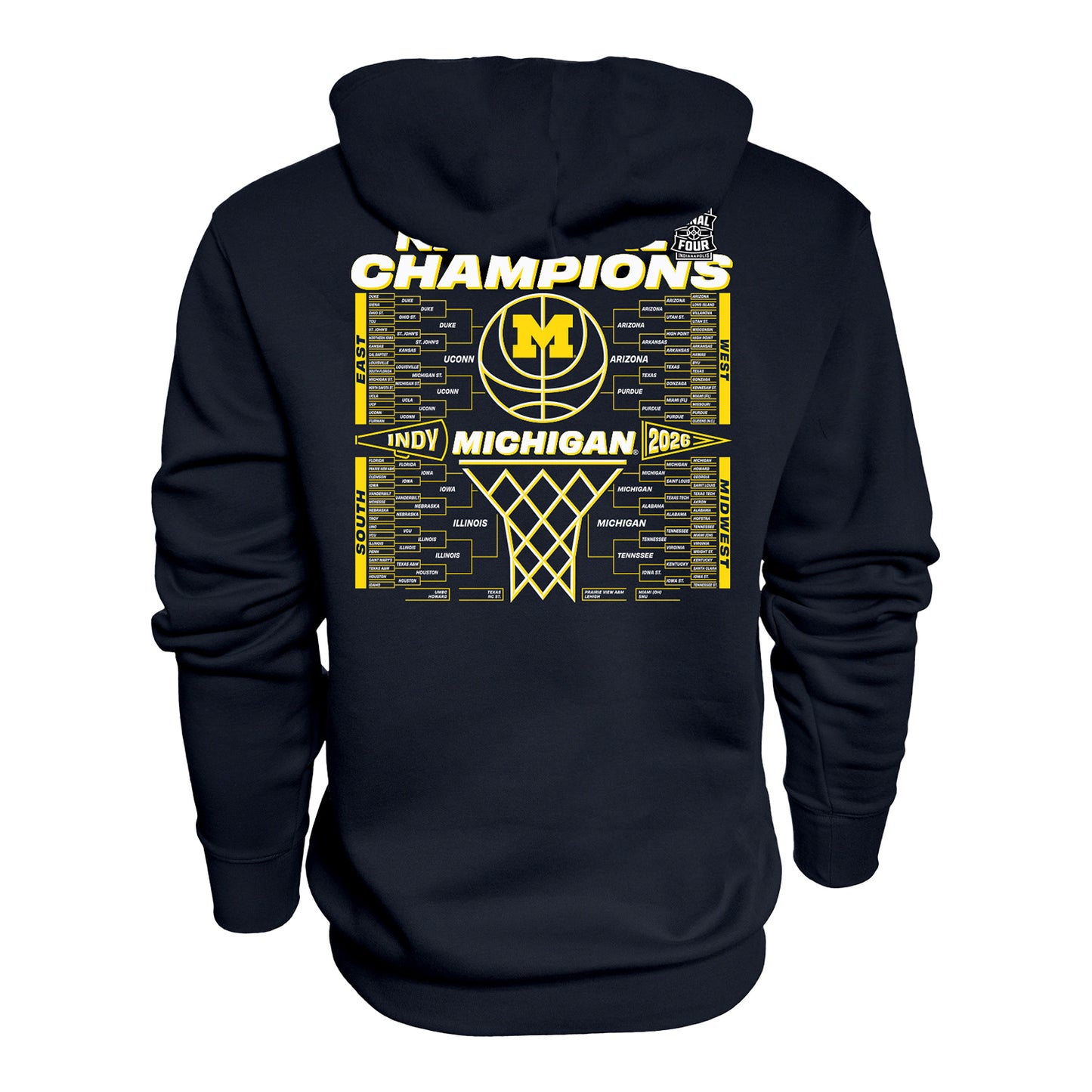 Michigan Wolverines Men's Basketball National Champions Bracket Hoodie