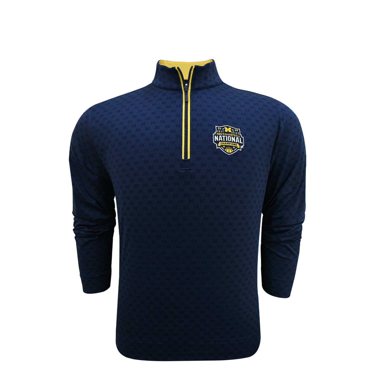 Michigan Wolverines Men's Basketball National Champions Block M 1/4 Zip - Front View