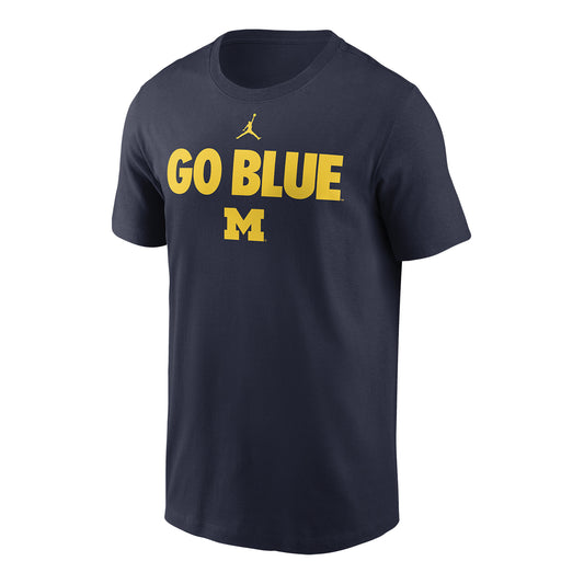 Michigan Wolverines Jordan Blue Go Blue T-Shirt - Front View