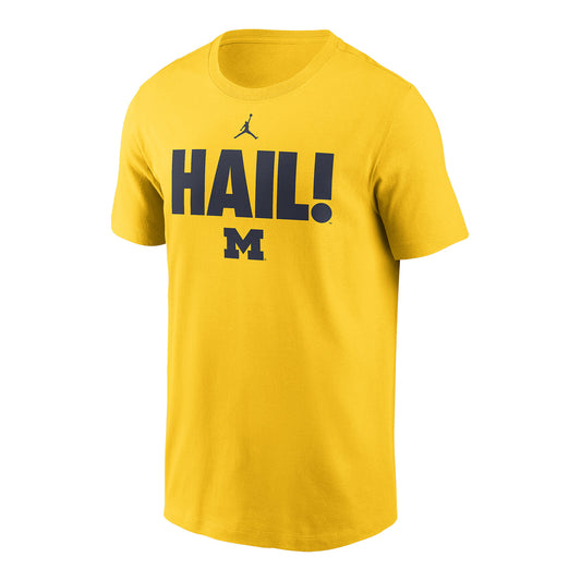 Michigan Wolverines Jordan Maize Local Ultimate Chant T-Shirt - Front View