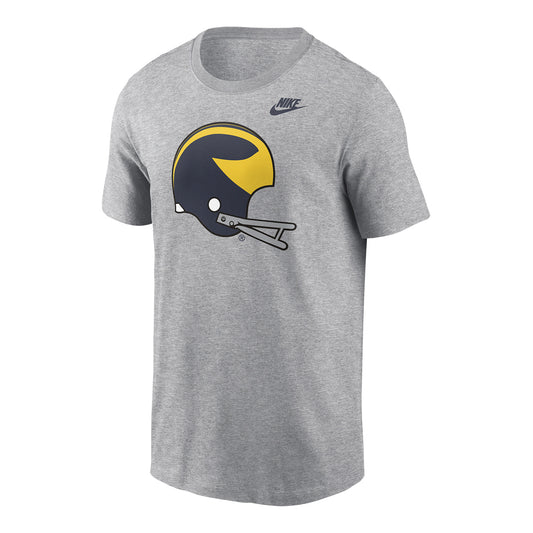 Michigan Wolverines Nike Gray Retro Helmet T-Shirt - Front View