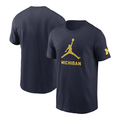 Michigan Wolverines Jordan Blue Jumpman Wordmark T-Shirt - Multi View