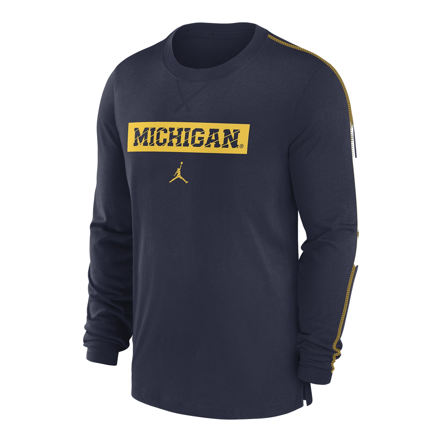 Michigan Wolverines Jordan 2024 Sideline Coaches Performance Long Sleeve T-Shirt - Front View