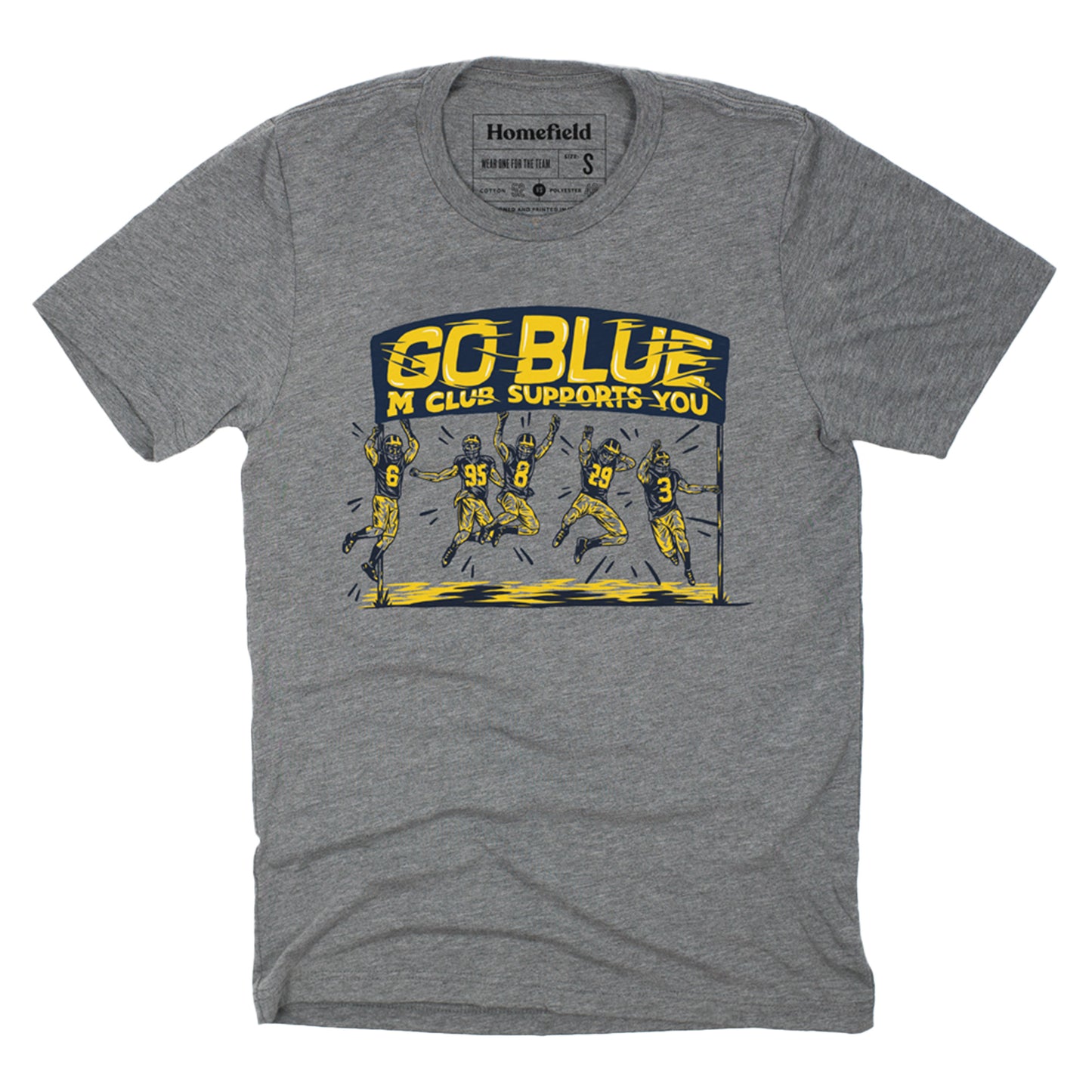 Homefield Michigan Wolverines Gray Football M Club Banner T-Shirt - Front View