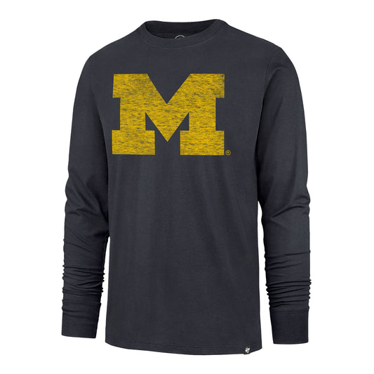 Michigan Wolverines Blue '47 Brand Primary Logo Long Sleeve T-Shirt - Front View