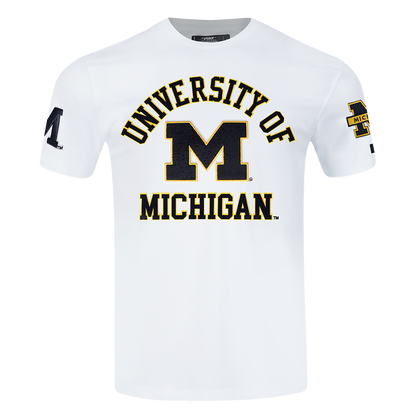 Michigan Wolverines White Pro Standard Arch Logo Sleeve Hits T-Shirt - Front View