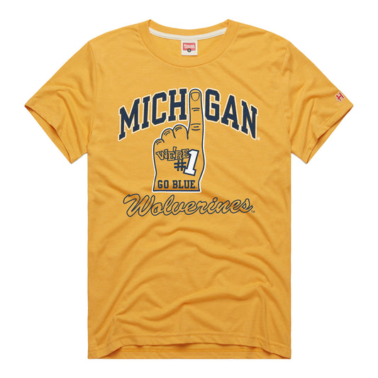 Homage University of Michigan #1 Fan Yellow T-Shirt - Front View