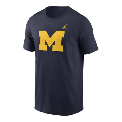 Michigan Wolverines Jordan Primary Logo Navy Shirt - Front View