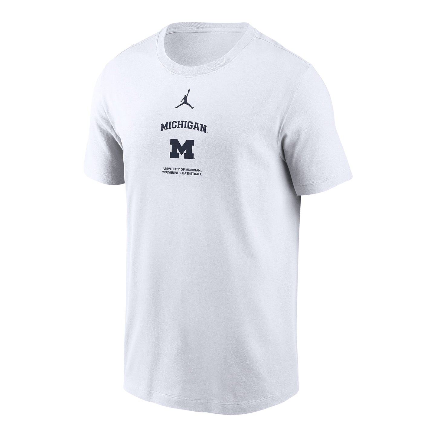 Michigan Wolverines Jordan White Dri-Fit Basketball Team Tee - Front View