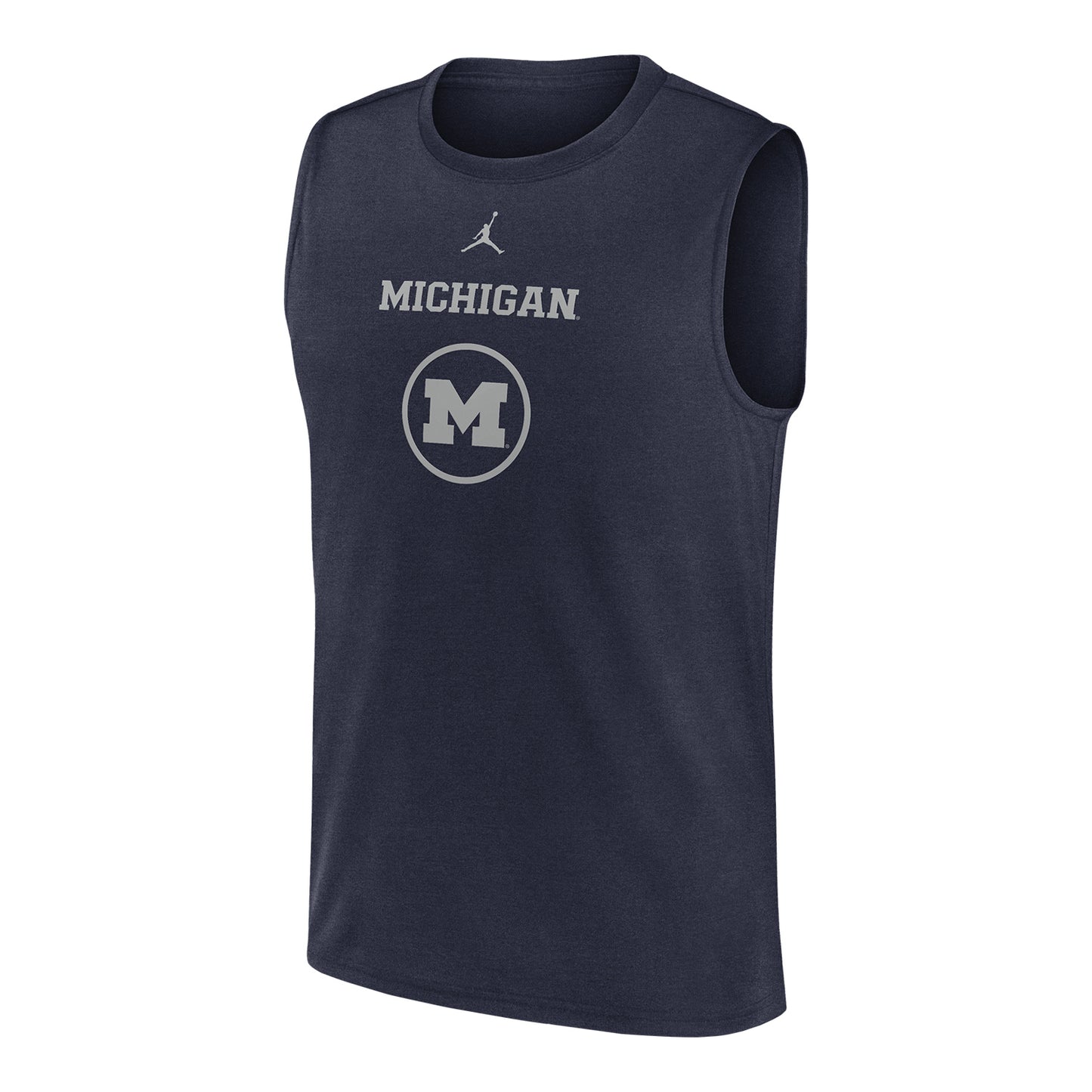 Michigan Wolverines Jordan Blue Basketball Practice S/L Tank - Front View