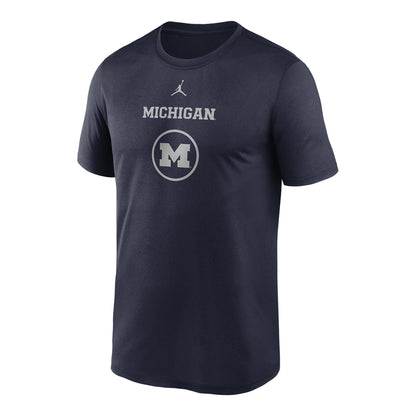 Michigan Wolverines Jordan Blue Basketball Practice Tee - Front View