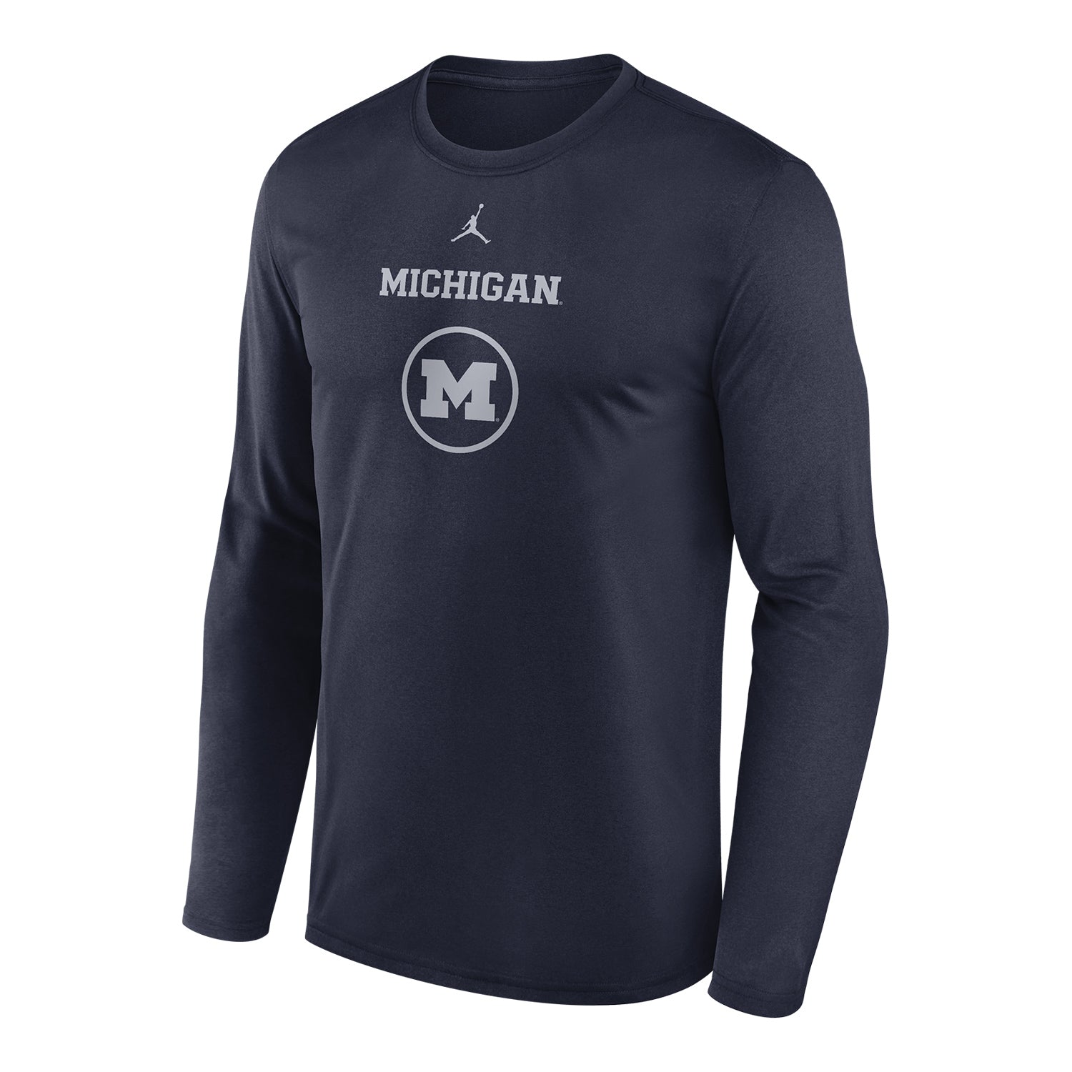 Michigan Wolverines Jordan Blue Basketball Practice L/S Tee - Front View