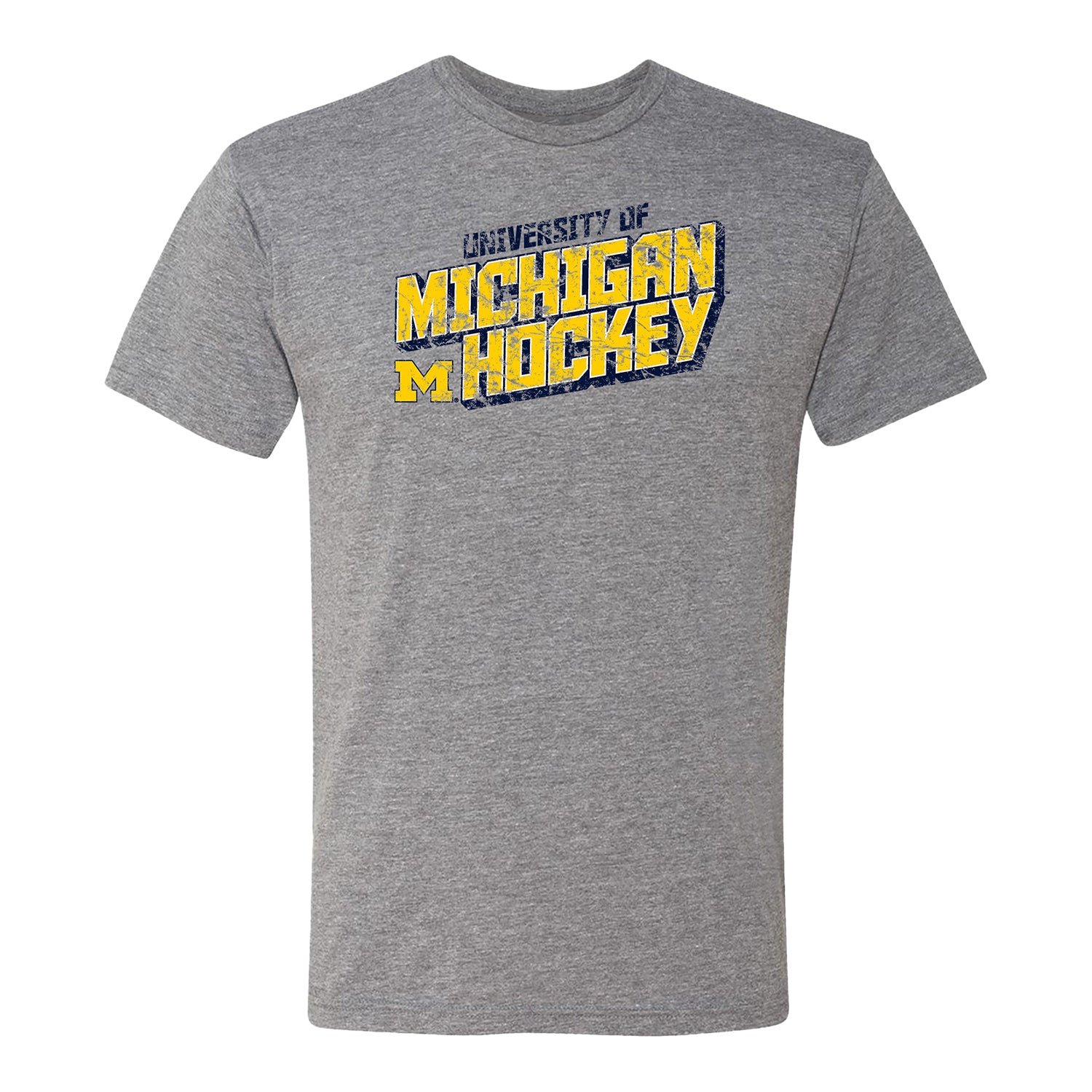 Michigan Wolverines Retro Hockey Gray T-Shirt - Front View