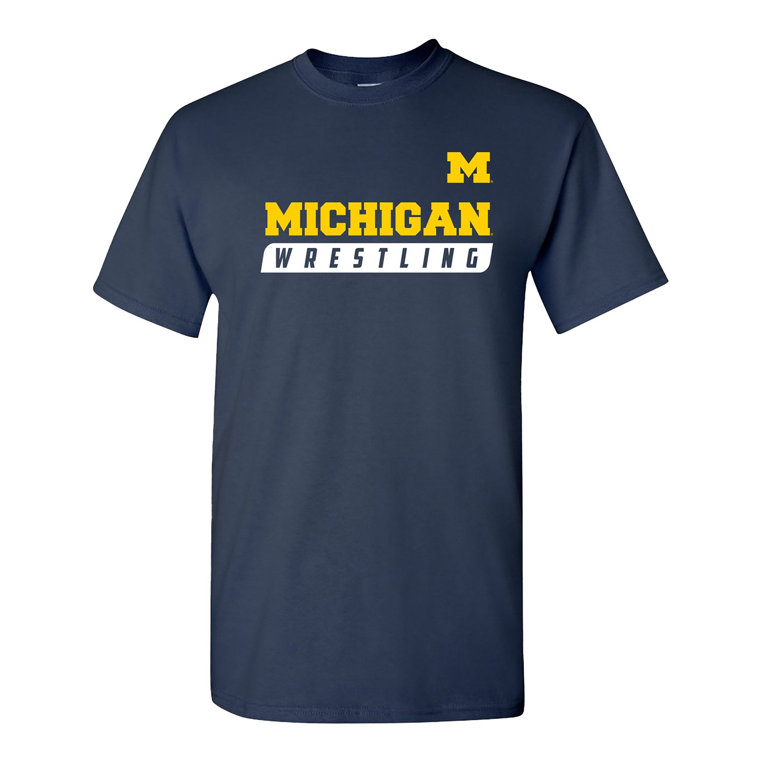 Michigan Wolverines Wrestling Navy T-Shirt - Front View