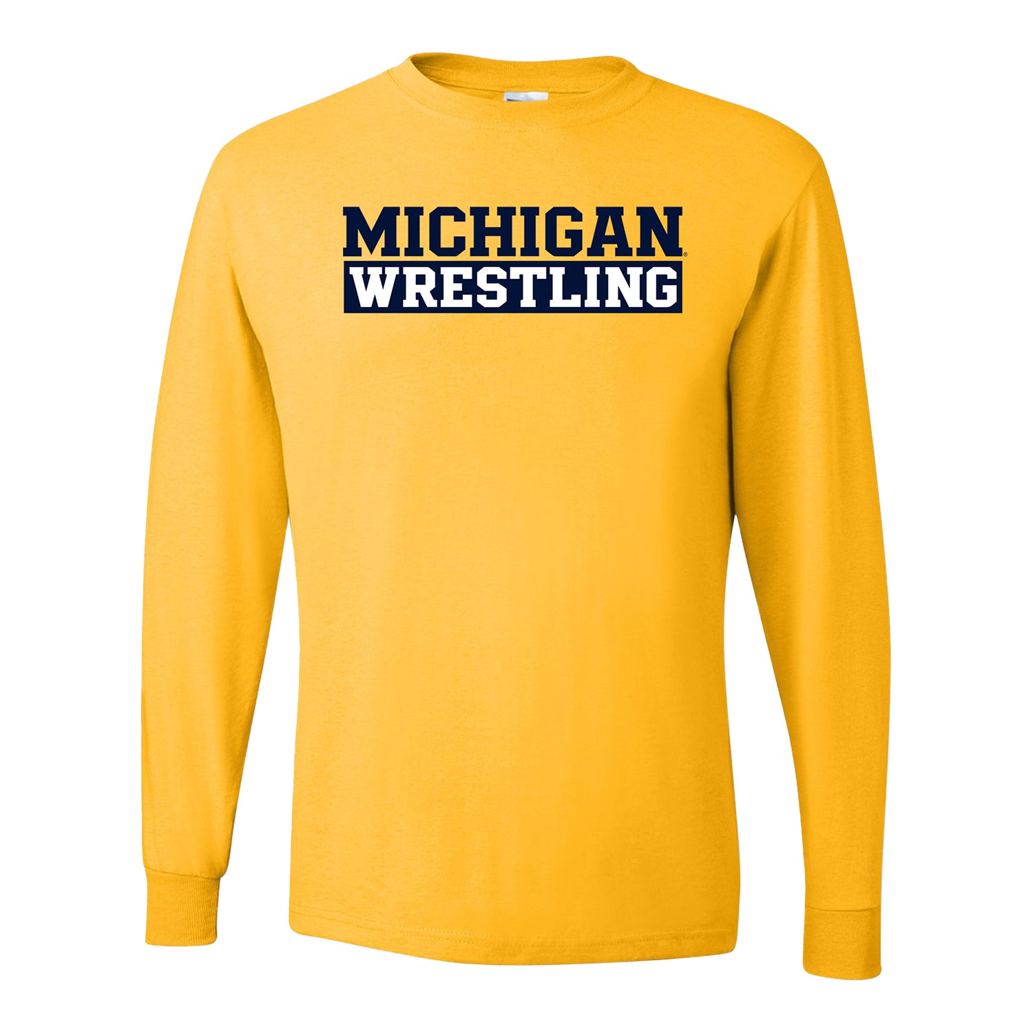 Michigan Wolverines Wrestling Long Sleeve Yellow T-Shirt - Front View