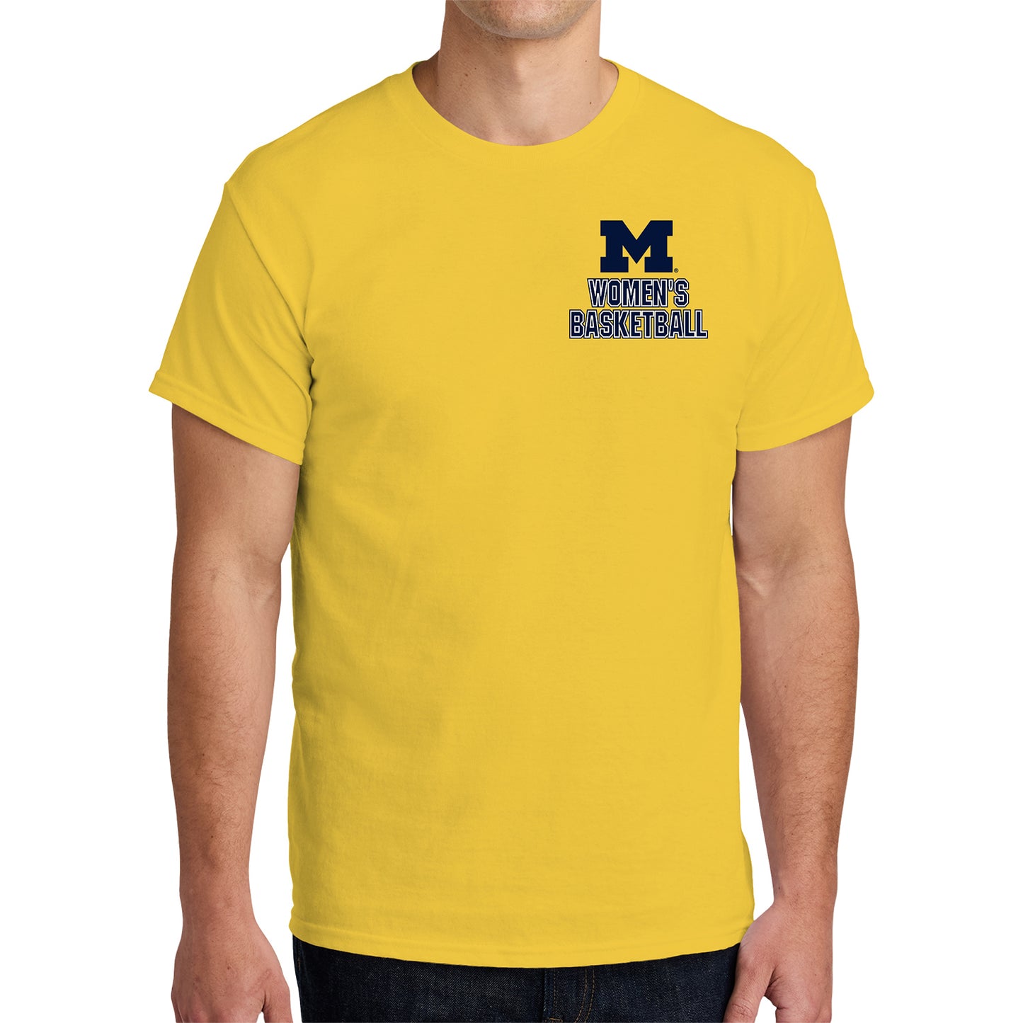 Michigan Wolverines Women's Basketball 'You Wish You Could Shoot Like A Girl' Yellow T-Shirt - Front View