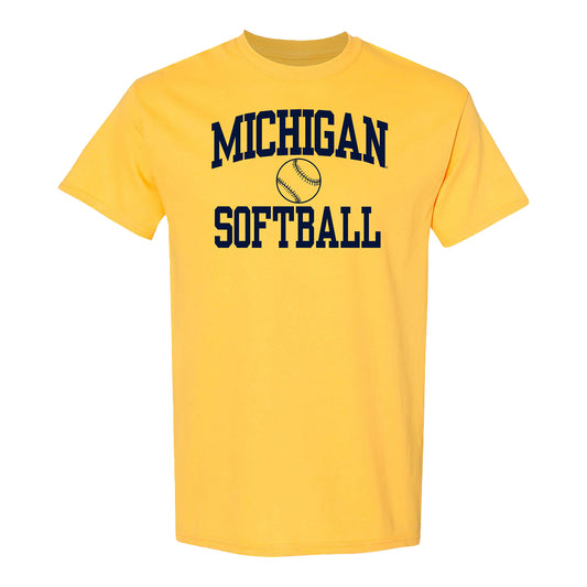 Michigan Wolverines Softball Yellow T-Shirt - Front View