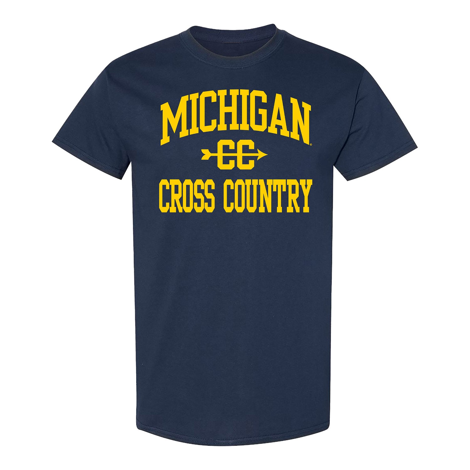 Michigan Wolverines Cross Country Navy T-Shirt - Front View