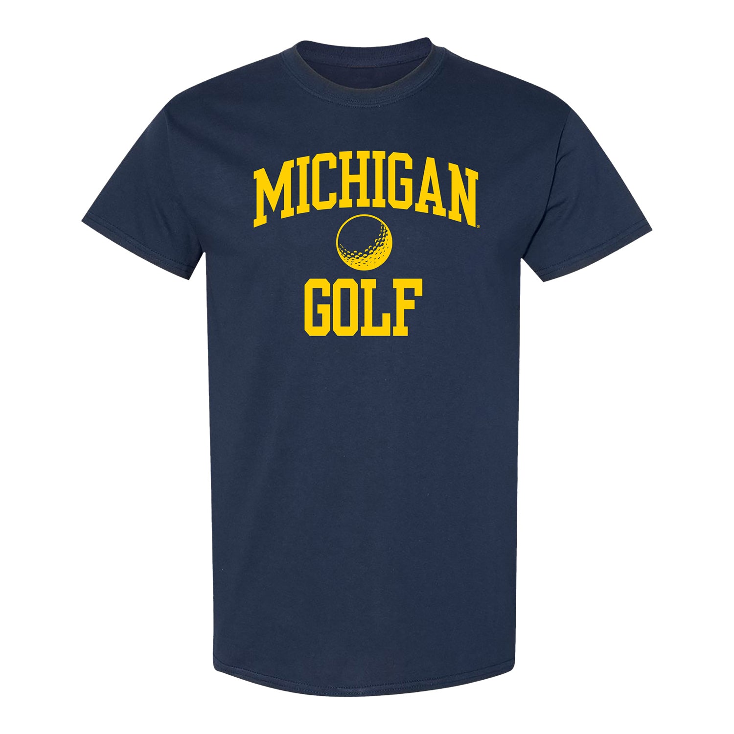 Michigan Wolverines Golf Navy T-Shirt - Front View