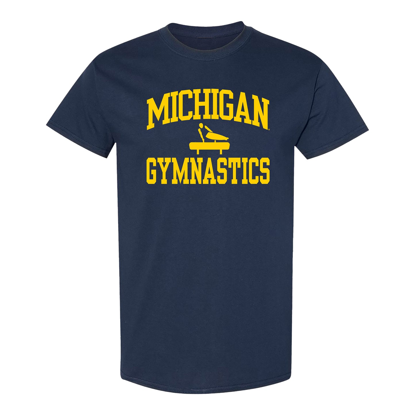 Michigan Wolverines Gymnastics Navy T-Shirt - Front View