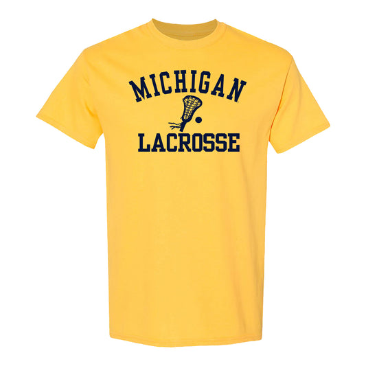 Michigan Wolverines Lacrosse Yellow T-Shirt - Front View