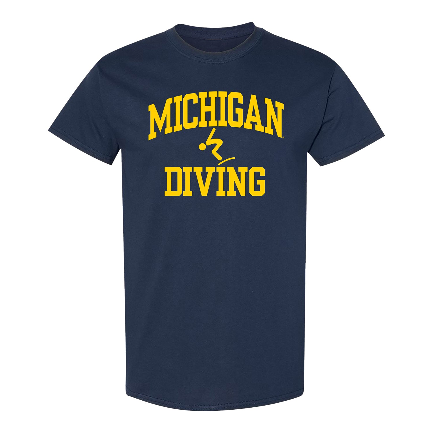 Michigan Wolverines Diving Navy T-Shirt - Front View