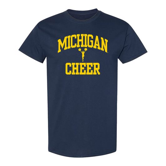 Michigan Wolverines Cheer Navy T-Shirt - Front View