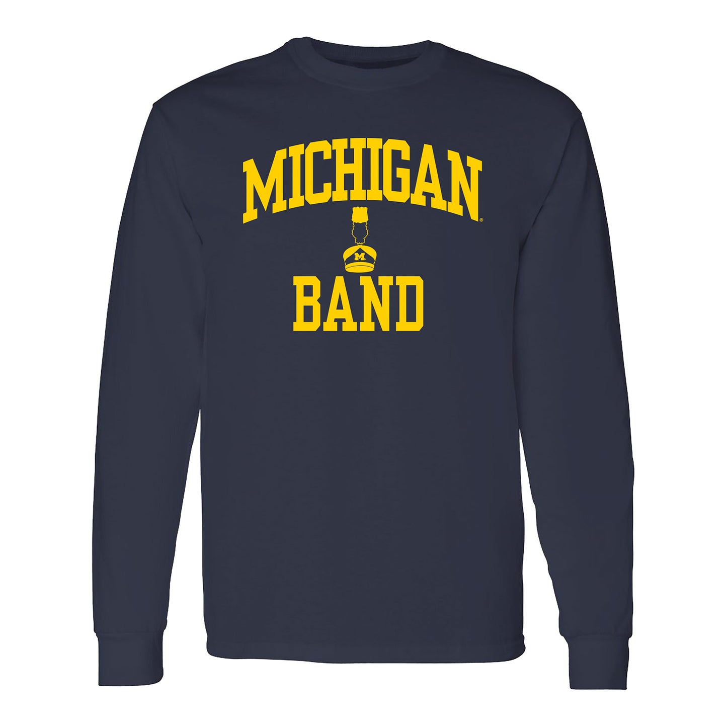 Michigan Wolverines Band Long Sleeve Navy T-Shirt - Front View