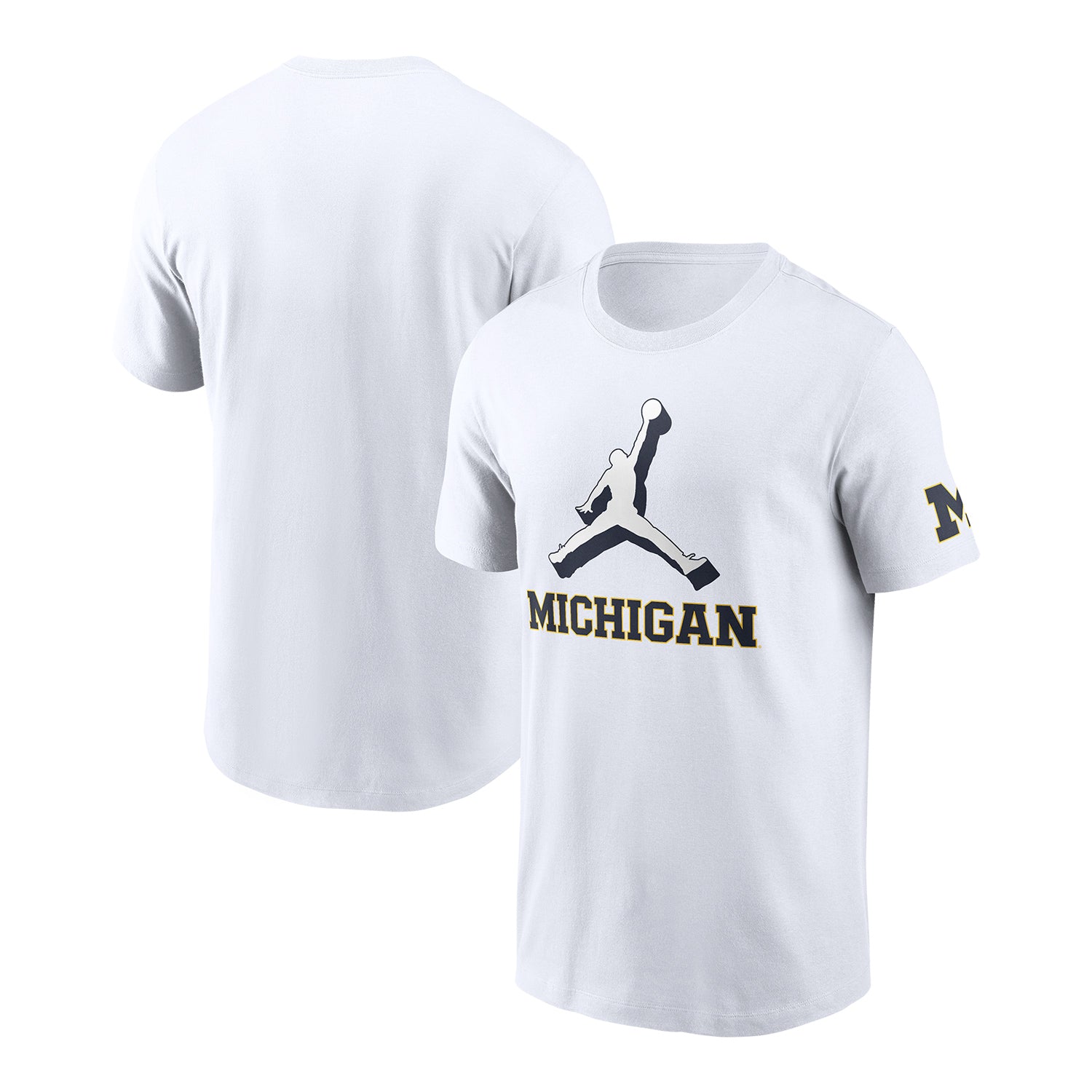 Michigan Wolverines Nike Jordan Jumpman White T-Shirt - Front & Back View
