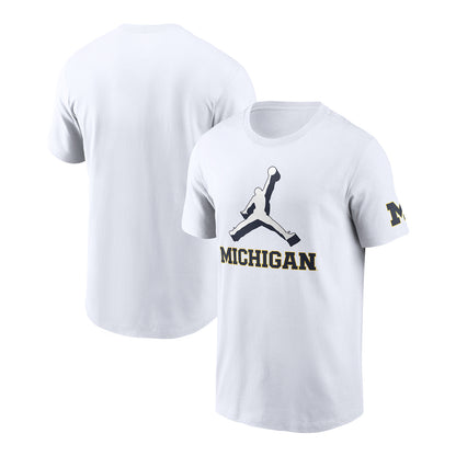 Michigan Wolverines Nike Jordan Jumpman White T-Shirt - Front & Back View