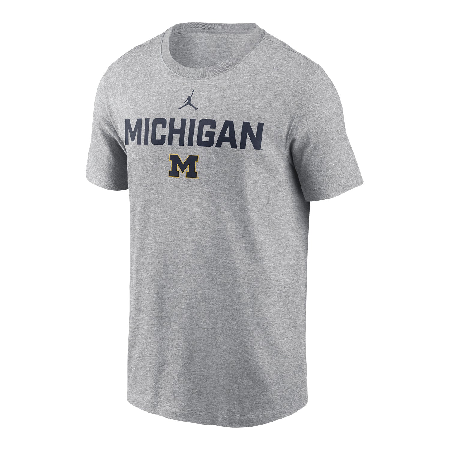 Michigan Wolverines Jordan Cotton 2-Hit Tee In Grey - Front View