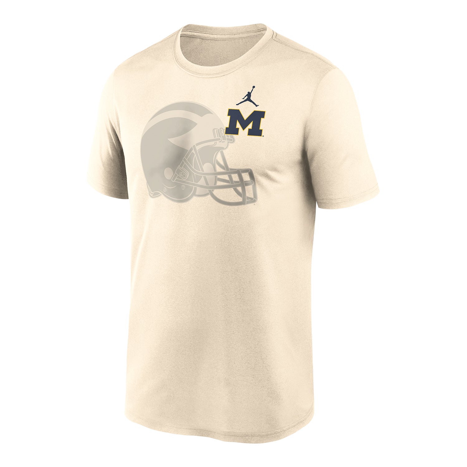 Michigan Wolverines Jordan Legend Shadow Logo Tee In Cream - Front  View