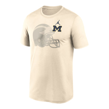 Michigan Wolverines Jordan Legend Shadow Logo Tee In Cream - Front  View
