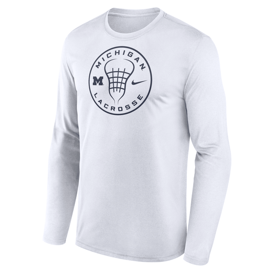 Michigan Wolverines Lacrosse Nike White Long Sleeve T-Shirt - Front View