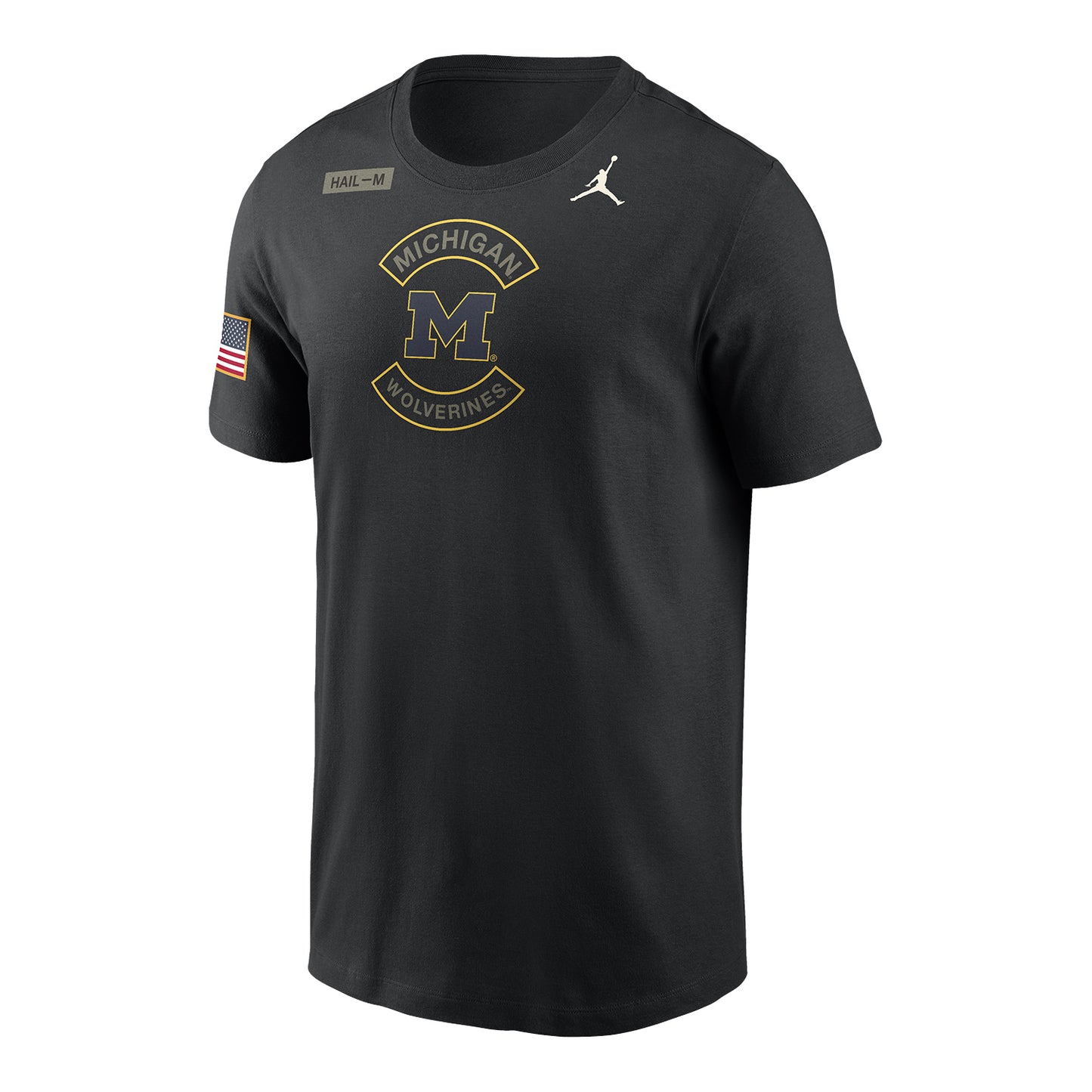 Michigan Wolverines Jordan Military Appreciation Black T-Shirt - Front View