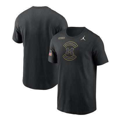 Michigan Wolverines Jordan Military Appreciation Black T-Shirt - Front & Back View