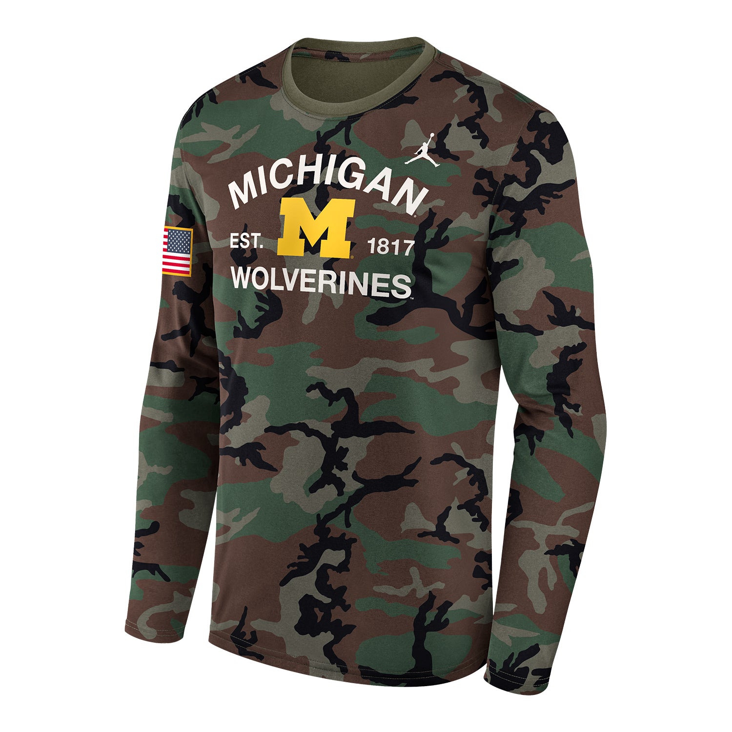 Michigan Wolverines Camo Military Appreciation Long Sleeve T-Shirt - Front View