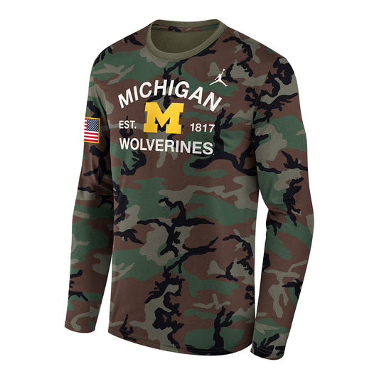 Michigan Wolverines Camo Military Appreciation Long Sleeve T-Shirt - Front View