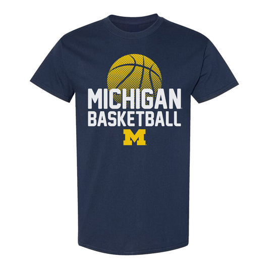 Michigan Wolverines Navy Basketball T-Shirt - Front View