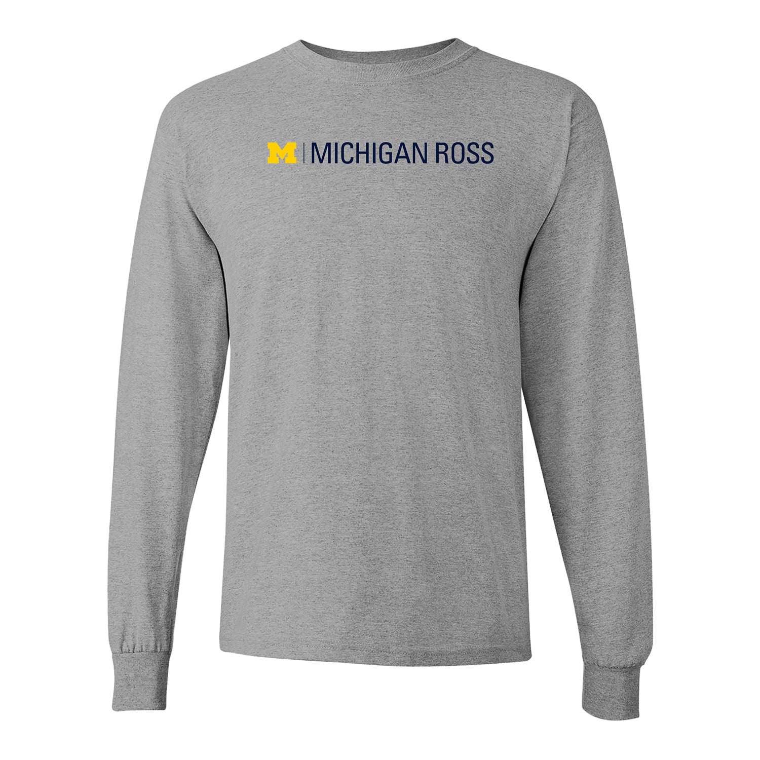 University of Michigan Ross School of Business Long Sleeve Gray Tee - Front View