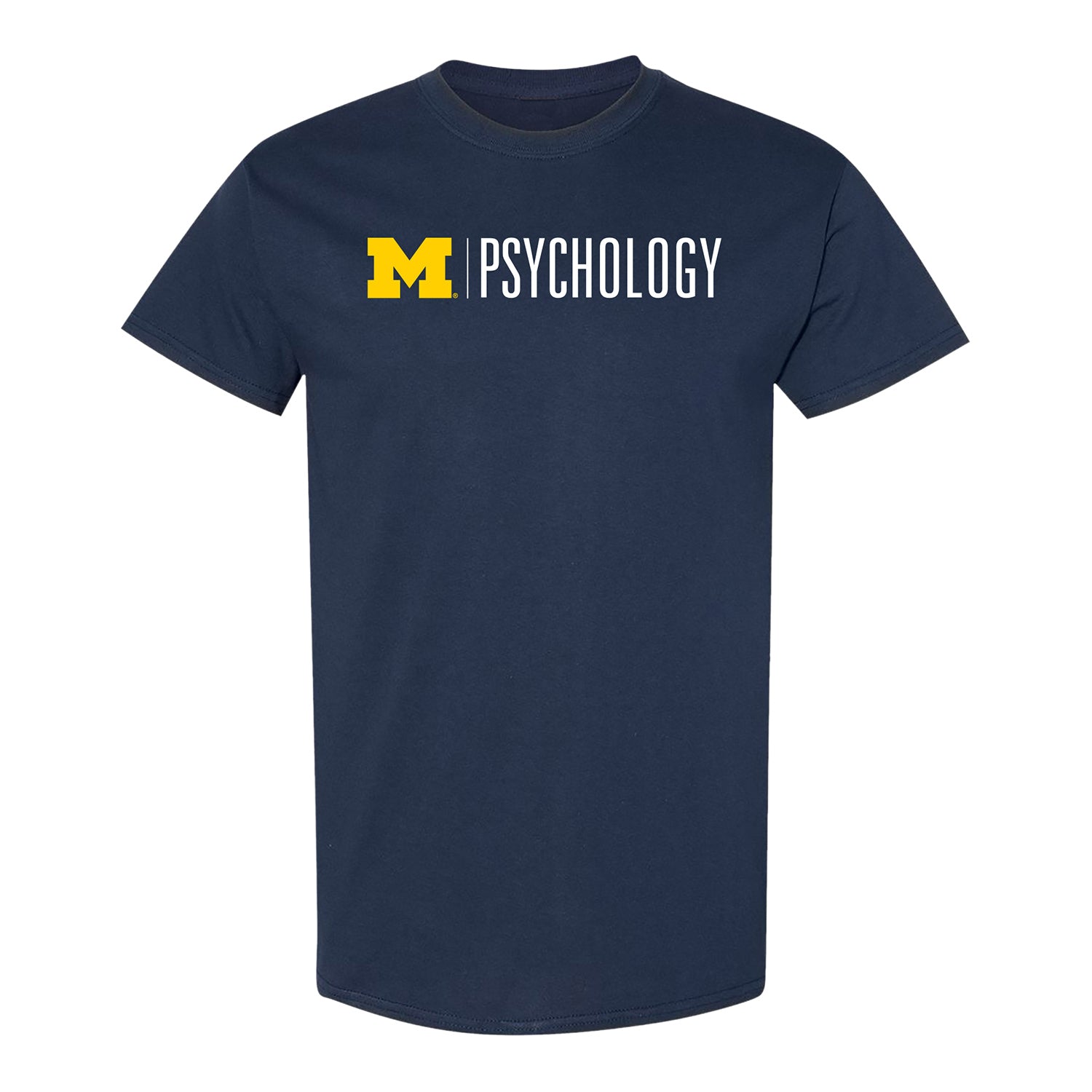 University of Michigan Block M Navy Psychology School Tee - Front View