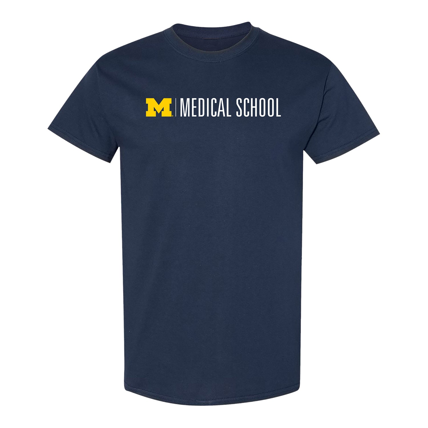 University of Michigan Block M Navy Medical School Tee - Front View