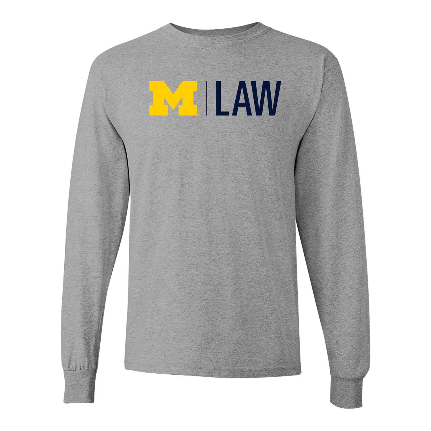 University of Michigan Block M Long Sleeve Gray School of Law Tee - Front View